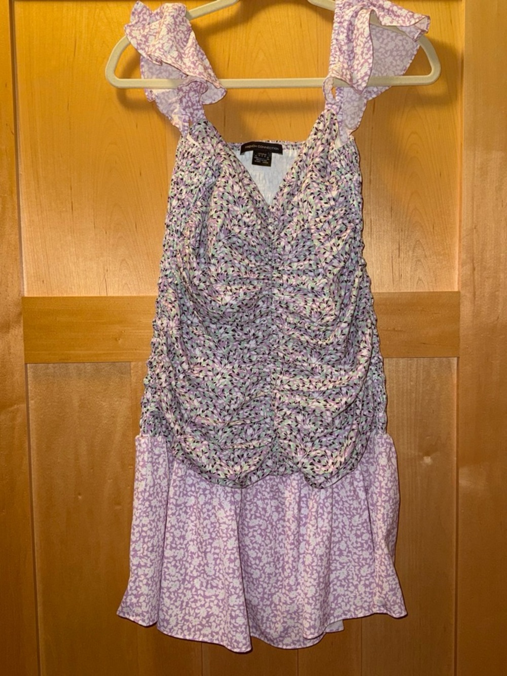 French Connection Lavender Floral Ruffle Mini Dress